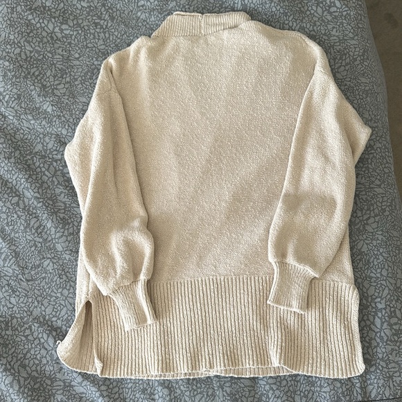 Madewell Long Sleeve Sweater Size Small Cream Color - Open Front with 2 Pockets - Picture 5 of 5